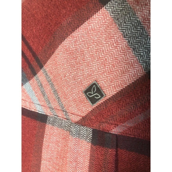 Prana Flannel Shirt Mens Size 2XL Brick Red Plaid - Picture 12 of 12